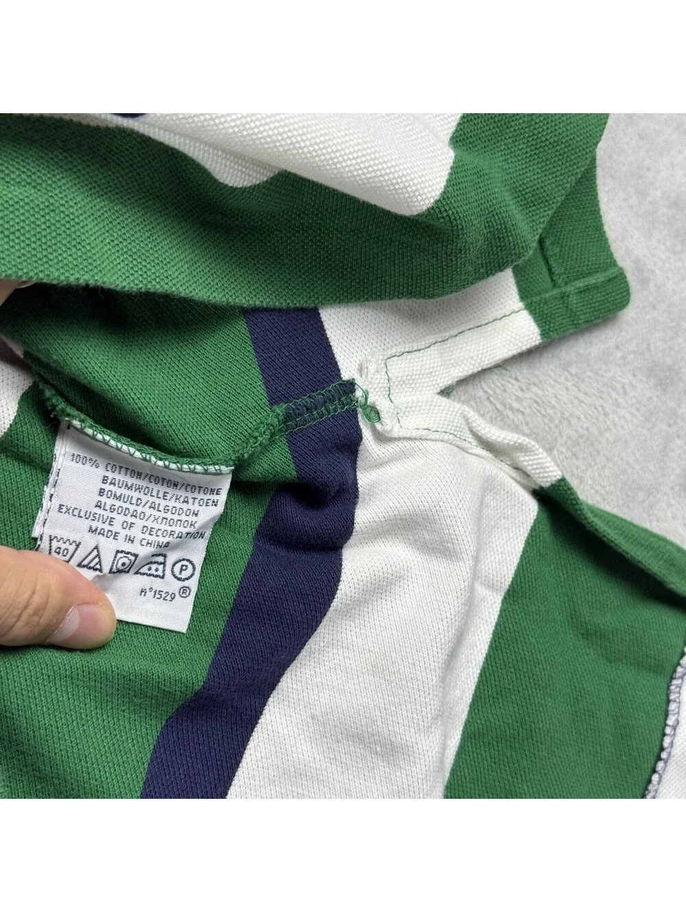 Polo Ralph Lauren Custom Fit Green Navy Stripe Short Sleeve Polo Shirt Men’s XXL